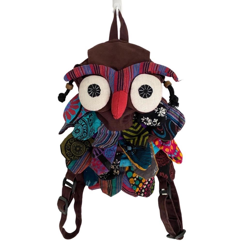 Vintage KC Kids Patchwork 100% Nepal Cotton Owl Backpack